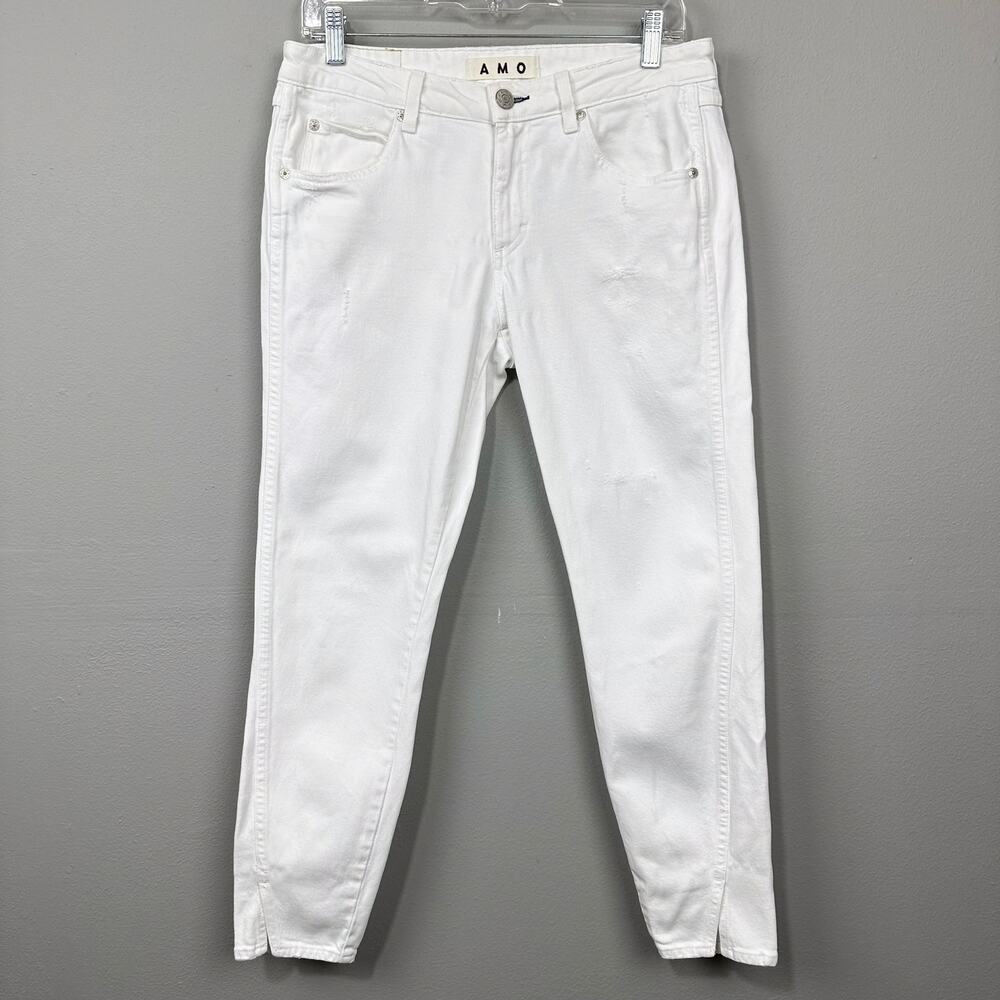 AMO Denim The‎ Twist Jeans Sea Salt Sz 29 Off White Distressed